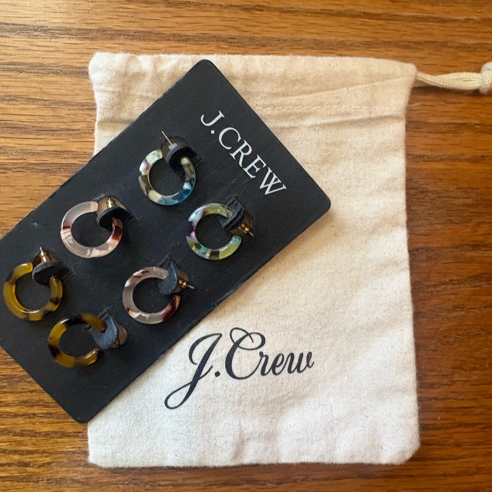 J. Crew Multi-Color Acetate Hoop/Huggie Earring Set - Picture 2 of 4